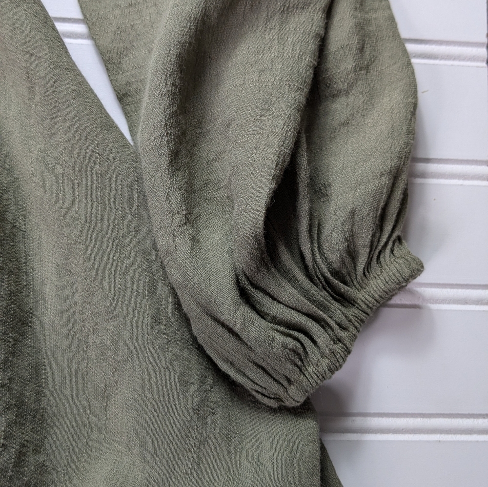 Blu Pepper Long Sleeve Mini  V Neck Dress Olive S - Picture 7 of 11